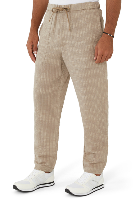 Straight-Leg Seersucker Linen Pants